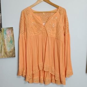 NWT Free People Scoop Neck Top Sun Blush XS